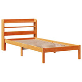Giroletto con Testiera Marrone Cera 75x190 cm Massello Pino