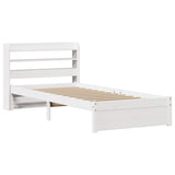 Giroletto con Testiera Bianco 75x190 cm Legno Massello di Pino