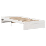 Giroletto con Testiera Bianco 75x190 cm Legno Massello di Pino