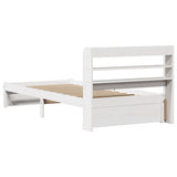 Giroletto con Testiera Bianco 75x190 cm Legno Massello di Pino
