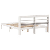 Giroletto con Testiera Bianco 120x190 cm Legno Massello di Pino