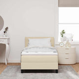 Letto a molle con materasso Crema 90 x 190 cm Tessuto