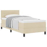 Letto a molle con materasso Crema 90 x 190 cm Tessuto