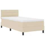 Letto box spring con materasso Crema 100 x 200 cm Tessuto