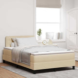 Letto a molle con testiera Crema 120 x 190 cm Tessuto