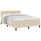 Letto a molle con materasso Crema 140 x 190 cm Tessuto