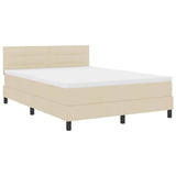 Letto a molle con materasso Crema 140 x 190 cm Tessuto