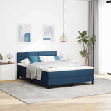 Letto a molle con cuscino con testiera Blu 160 x 200 cm Tessuto