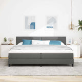 Letto a molle con testiera Grigio scuro 200 x 200 cm Tessuto