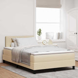 Letto box spring con materasso Crema 120 x 190 cm Tessuto
