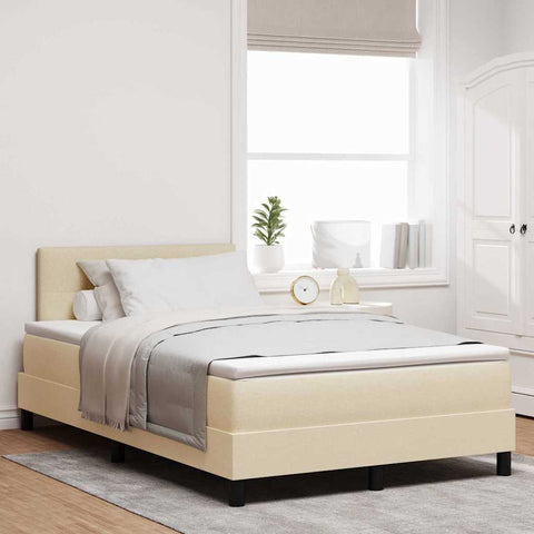 Letto box spring con materasso Crema 120 x 190 cm Tessuto