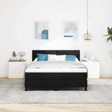 Letto a molle con testiera Nero 160 x 200 cm Tessuto