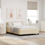 Letto a molle con testiera Crema 160 x 200 cm Tessuto
