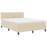 Letto a molle con testiera Crema 160 x 200 cm Tessuto