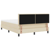 Letto a molle con testiera Crema 160 x 200 cm Tessuto