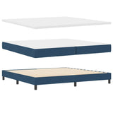 Letto a molle con testiera Blu 200 x 200 cm Tessuto