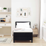 Letto a molle con testiera Nero 80 x 200 cm Tessuto