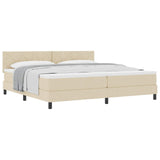 Letto a molle con testiera Crema 200 x 200 cm Tessuto