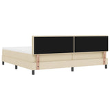 Letto a molle con testiera Crema 200 x 200 cm Tessuto