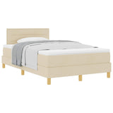 Letto a molle con materasso Crema 120 x 190 cm Tessuto