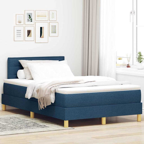 Letto a molle con materasso Blu 120 x 190 cm Tessuto