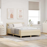 Letto a molle con materasso Crema 140 x 190 cm Tessuto