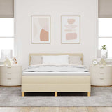 Letto a molle con materasso Crema 140 x 190 cm Tessuto