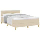 Letto a molle con materasso Crema 140 x 190 cm Tessuto