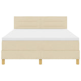 Letto a molle con materasso Crema 140 x 190 cm Tessuto