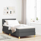 Letto a molle con cuscino Grigio scuro 80 x 200 cm Tessuto
