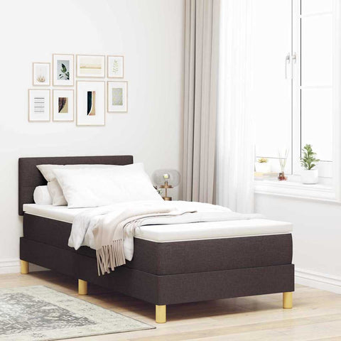 Letto box spring con materasso Marrone scuro 80 x 200 cm
