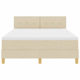 Letto a molle con cuscino Crema 160 x 200 cm Tessuto