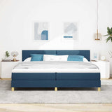 Letto a molle con cuscino con testiera Blu 200 x 200 cm Tessuto