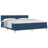 Letto a molle con cuscino con testiera Blu 200 x 200 cm Tessuto
