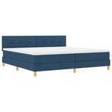 Letto a molle con cuscino con testiera Blu 200 x 200 cm Tessuto