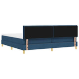 Letto a molle con cuscino con testiera Blu 200 x 200 cm Tessuto