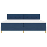 Letto a molle con cuscino con testiera Blu 200 x 200 cm Tessuto