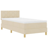 Letto a molle con materasso Crema 90 x 190 cm Tessuto