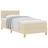 Letto a molle con materasso Crema 90 x 190 cm Tessuto