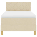 Letto a molle con materasso Crema 100 x 200 cm Tessuto