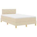 Letto a molle con materasso Crema 120 x 190 cm Tessuto