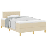 Letto a molle con materasso Crema 120 x 190 cm Tessuto