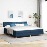 Letto a molle con cuscino con testiera Blu 200 x 200 cm Tessuto