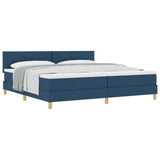 Letto a molle con cuscino con testiera Blu 200 x 200 cm Tessuto