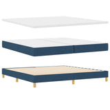 Letto a molle con cuscino con testiera Blu 200 x 200 cm Tessuto