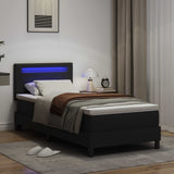 Letto a molle con materasso Nero 90 x 190 cm Pelle sintetica