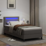 Letto a molle con materasso Grigio 90 x 190 cm Pelle sintetica