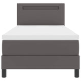 Letto a molle con materasso Grigio 90 x 190 cm Pelle sintetica