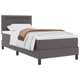 Letto a molle con materasso Grigio 90 x 190 cm Pelle sintetica