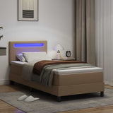 Letto a molle Cappuccino 90 x 190 cm Pelle sintetica
